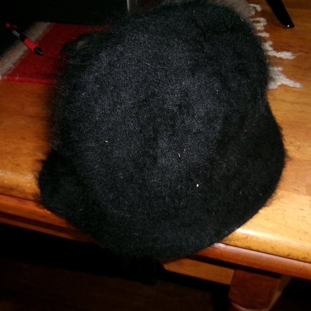 Vtg Wilson leather angora bucket hat fuzzy glam one size
